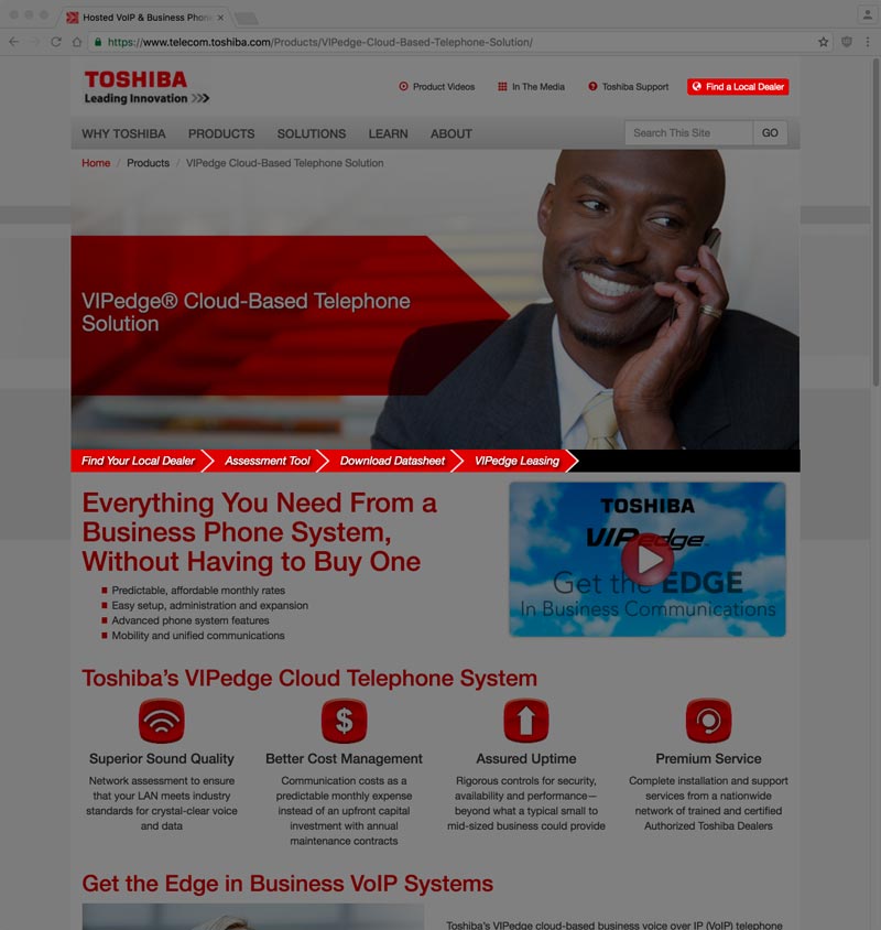 Toshiba Telecom Easy Call to Action